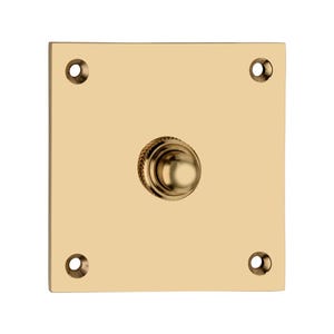 Vintage Victorian Brass Antique Door Bell Push Button - Elegant Retro Home Decor, Classic Hardware, Timeless -Square Doorbell Push Button