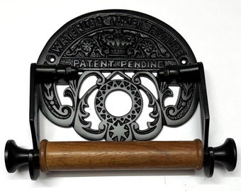 Vintage Cast Iron Toilet Paper Holder: Antique Black Victorian Bathroom Decor