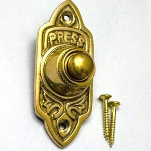 Solid Brass Minister Bell Push-Edwardian Victorian Style Door Hardware | Vintage Farmhouse Rustic Metal Fixing- Classic Door bell Button