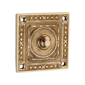 Vintage Victorian Rectangular Brass Antique Door Bell Push Button - Elegant Retro Home Decor, Classic Hardware, Designed- Premium Door Bells