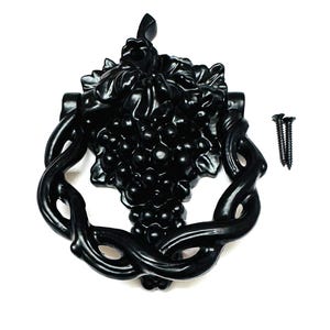 Vintage Black Cast Iron Grapes Door Knocker - Rustic Home Decor