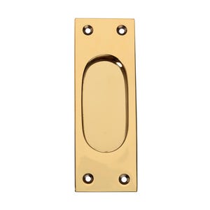 Solid Brass Flush Pull Handle – Polished Brass Finger Pull for Sliding Door or Cabinet – Vintage Style Recessed Handle – Heavy Duty Hardware
