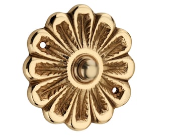 Solid Brass Flower Doorbell Push Button - Vintage Floral Design, Elegant Home Entry Button, Handcrafted Brass Doorbell, Rustic Bell
