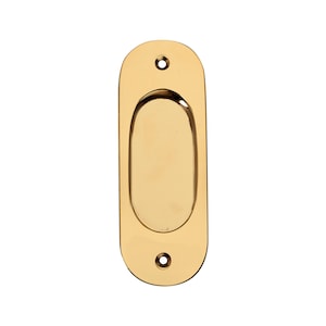 Solid Brass Vintage Flush Sliding Door Pull – Recessed Inset Handle for Pocket Doors, Cabinets, Closets – Polished Brass Embedded Handle
