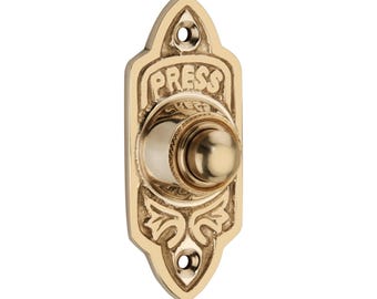 Solid Brass Minister Bell Push-Edwardian Victorian Style Door Hardware | Vintage Farmhouse Rustic Metal Fixing- Classic Door bell Button