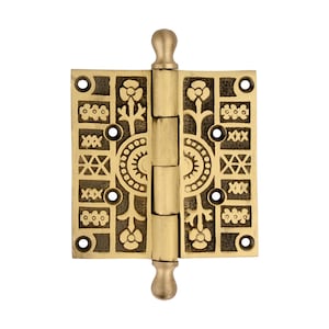 Victorian Brass Door Hinge: Ornate Floral Design, Antique Style