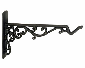 Vintage Black Iron Wall Bracket Hook – Decorative Metal Hanging Bracket for Lanterns, Plants, Signs & Home Decor