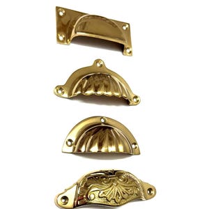 Solid Brass Cabinet Drawer Pulls, Kitchen Pull Handle, Bin Pulls -Polished Brass Kitchen Cupboard Pulls, Drawer Pulls, Shaker Style Handles.