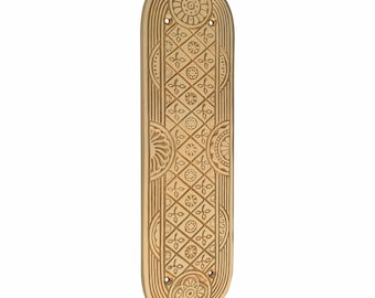 Art Deco Brass Push Plate – Vintage Geometric Finger Plate, Solid Brass Door Hardware, Decorative Engraved Door Plate