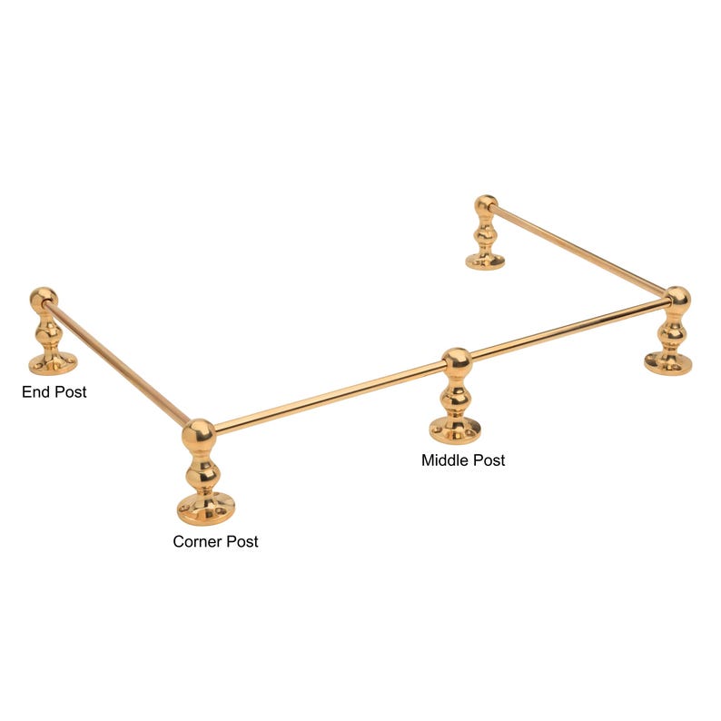 Polished Unlacquered Brass Gallery Rail | Solid Brass Shelf Safety Rail ...
