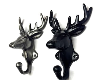Cast Iron Deer Coat Hook: Vintage Rustic Home Decor