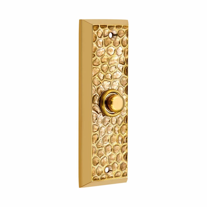 Solid Brass Doorbell Push Button | Hammered Brass Bell Push | Luxury Front Door Hardware | Vintage Handmade Doorbell Button image 4