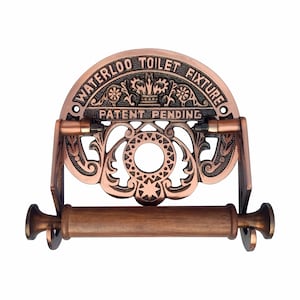 Cast Iron Waterloo Toilet Roll Holder – Antique Copper, Victorian Bathroom Fixture image 1