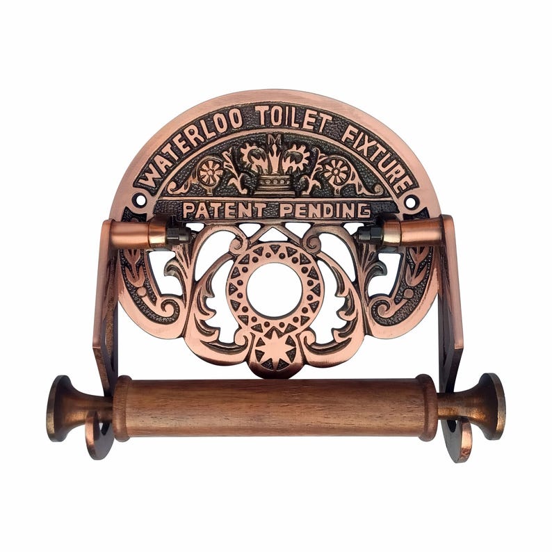 Cast Iron Waterloo Toilet Roll Holder – Antique Copper, Victorian Bathroom Fixture image 1