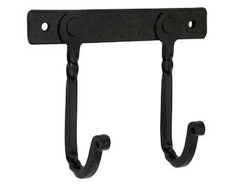 Schwarzer Doppel-Wandhaken - Hochleistungsmetall-Wandhaken für Eingangsbereich, Badezimmer, Mudroom, Handtuch- und Hutaufbewahrung