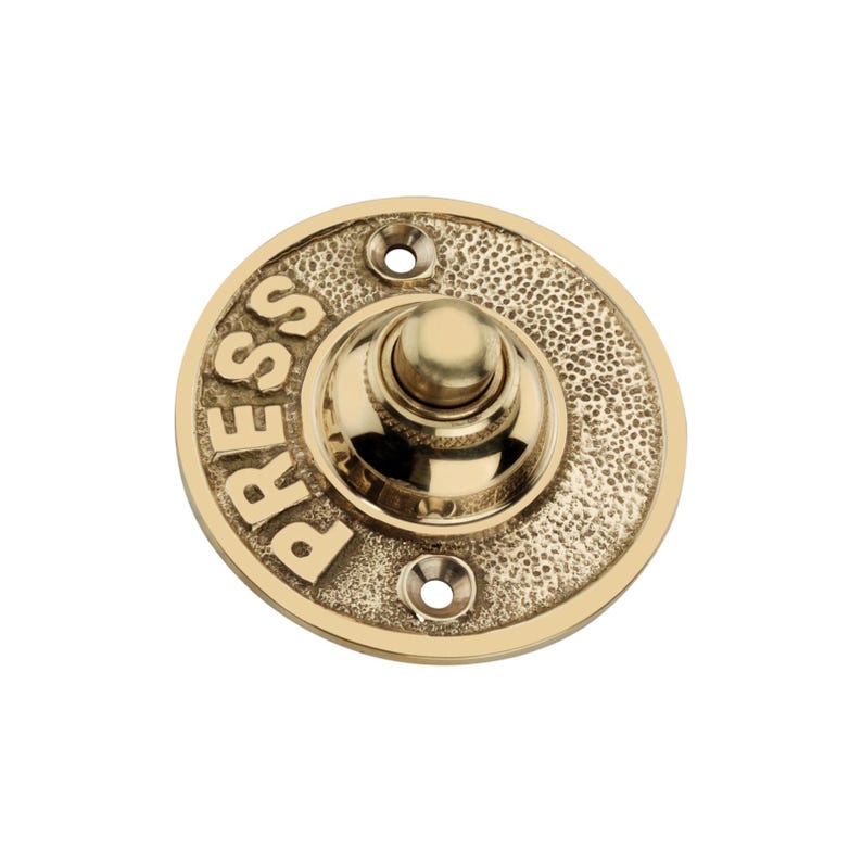 Prrss Bell Button Vintage Solid Brass 'press' Bell Push - Edwardian Doorbell Button - Etsy