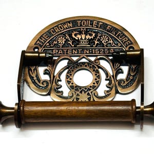 Porta rotolo di carta igienica in ghisa vintage The Crown in rame antico, stile vittoriano, vecchio portaoggetti di fantasia