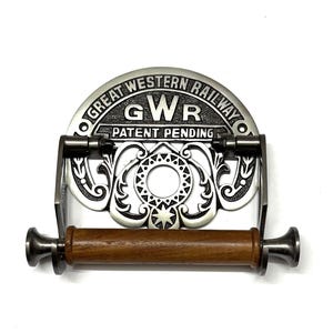 Porta carta igienica/rotolo in ghisa vintage GWR in ferro anticato, accessorio per l'arredo del bagno, porta rotolo in stile vittoriano