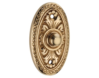 Brass Avalon Doorbell Push Button - Vintage Style Entryway Decor