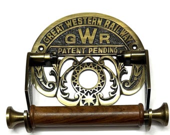 Cast Iron Toilet Roll Holder – Vintage Railway Style Toilet Paper Holder – Antique Brass Bathroom Hardware