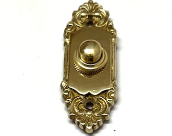 Polished Brass Baroque Doorbell Button - Edwardian Victorian Style