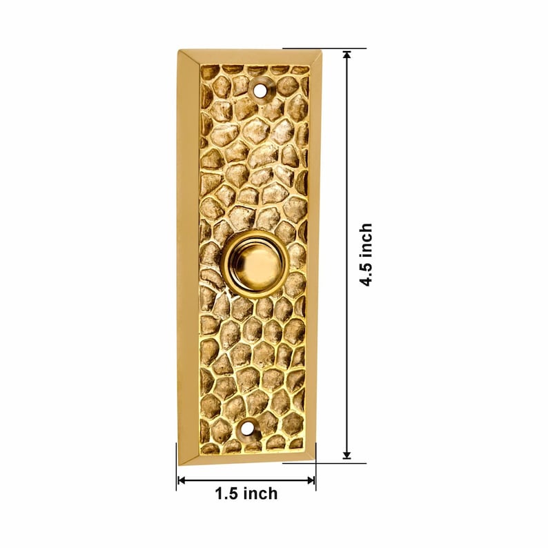 Solid Brass Doorbell Push Button | Hammered Brass Bell Push | Luxury Front Door Hardware | Vintage Handmade Doorbell Button image 3