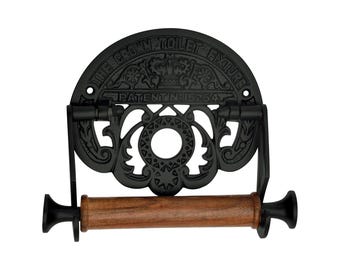 Cast Iron Crown Toilet Roll Holder – Antique Black, Victorian Bathroom Fixture