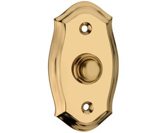 Vintage Solid Brass Doorbell Button – Polished Curved Edge Bell Push