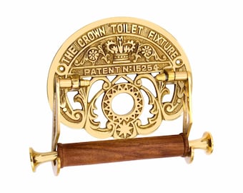 Solid Brass Toilet Roll Holder Polished Brass Bathroom Fixture Victorian Wall Mount Toilet Paper Holder