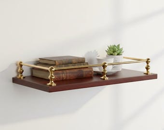 Polished Unlacquered Brass Gallery Rail | Solid Brass Shelf Safety Rail | Bar Cabinet Railing Hardware