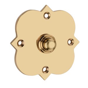Solid Brass Quatrefoil Door Bell Push Button – Vintage Style Doorbell Button for Front Door Decor- Elegant Retro Home Decor,Classic Hardware