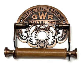 Cast Iron Toilet Roll Holder – Vintage Railway Style Toilet Paper Holder – Antique Copper Victorian Bathroom