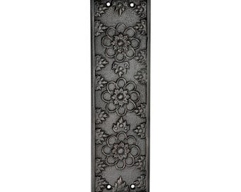 Ellerker Cast Iron Door Push Plate – Vintage Rustic Door Hardware, Antique Iron Plate
