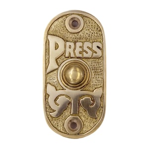 Vintage Victorian Press Brass Antique Door Bell Push Button - Elegant Retro Home Decor, Classic Hardware, Timeless Design- Premium Door Bell