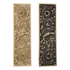 Massief messing drukplaat papegaai – tropische art-deco deurdecoratie