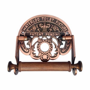 Cast Iron Waterloo Toilet Roll Holder – Antique Copper, Victorian Bathroom Fixture image 3