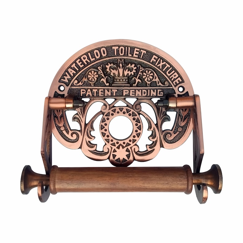 Cast Iron Waterloo Toilet Roll Holder – Antique Copper, Victorian Bathroom Fixture image 3