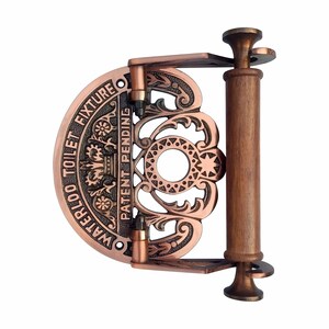 Cast Iron Waterloo Toilet Roll Holder – Antique Copper, Victorian Bathroom Fixture image 2