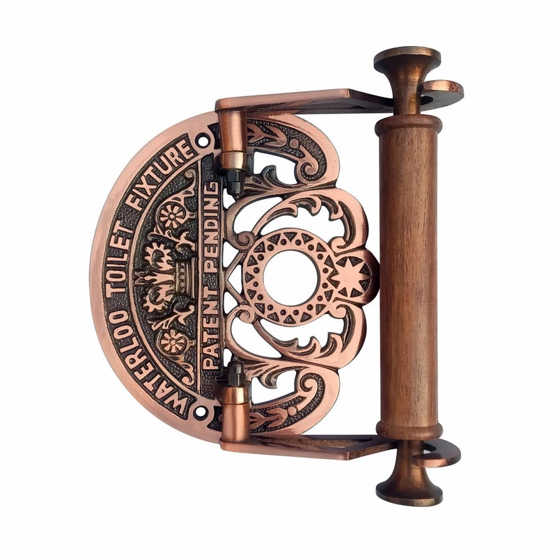 Cast Iron Waterloo Toilet Roll Holder – Antique Copper, Victorian Bathroom Fixture image 2