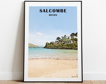Salcombe Print, Seaside Town, Devon Wall Art, Home Decor Poster, Travel Printable Digital Download