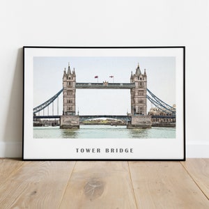 Tower Bridge Print, London Landmark Wall Art, Home Decor Poster, UK Travel Gift Printable Digital Download