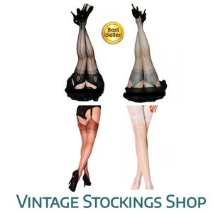 4 pairs Seamed Stockings with Cuban Heel Various colours M/L