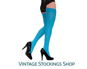 Turquoise Stockings Opaque Retro Great Quality Medium/Large/XL