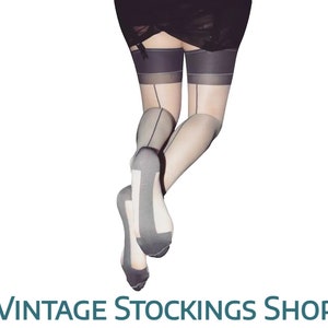 Seamed Stockings Cuban Heel Grey Small/Medium NEW