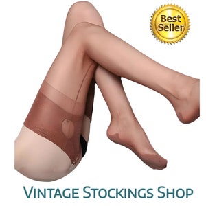 Fully Fashioned Stockings Cuban Heel Coffee Medium/Large Coffee