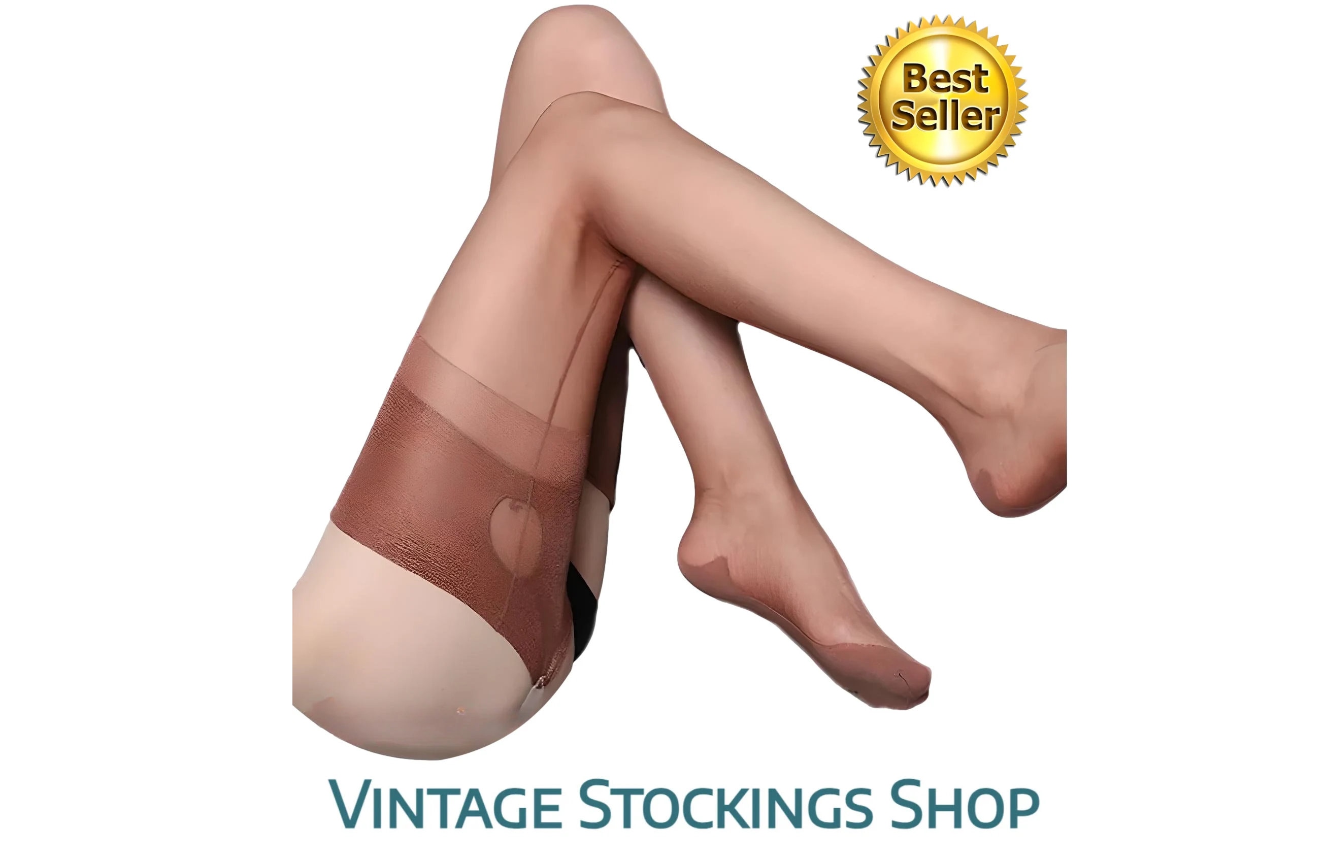Fully Fashioned Stockings Cuban Heel Coffee Medium/Large Coffee