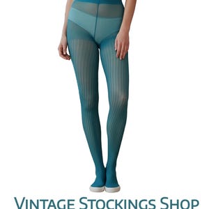 Grüne Strumpfhose Strumpfhosen gerippt 70 Denier S/M Neu made in UK