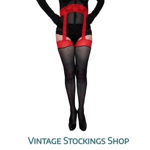 Suspender Pantyhose Tights Balck and Red Fishnet  - PLUS SIZE NEW