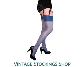 Blue Stockings Very Sheer Retro Great Quality Medium large NEW Etsy