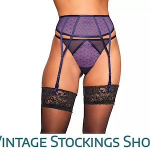 Suspender Belt Purple Medium 4 straps vintage new old stock